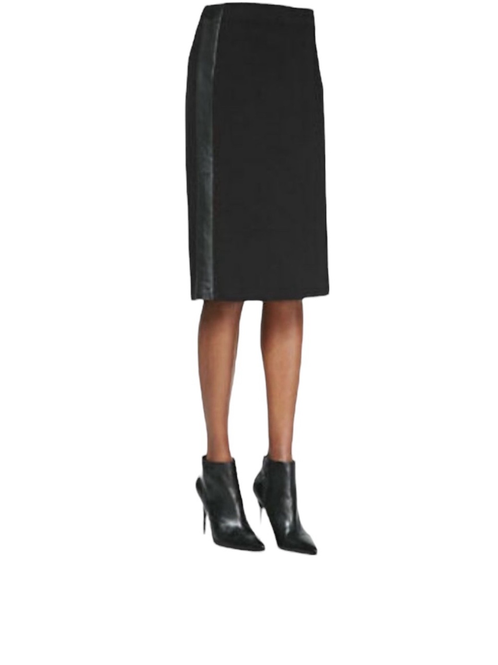 Eileen Fisher Leather Side Panel Pencil Skirt Black Italian Fabric Women’s Small